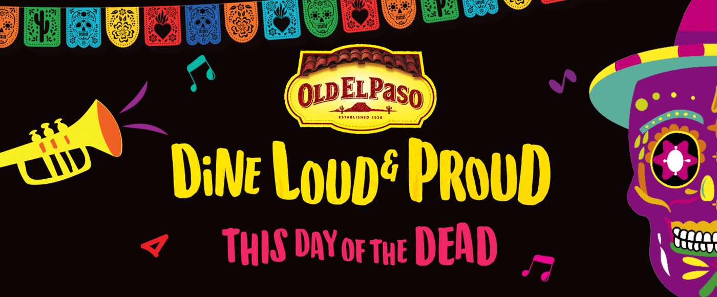 Day of the Dead Banner with Colorful Decorative Skull