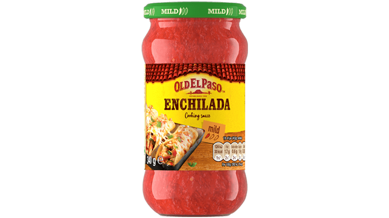 glass jar of Old El Paso's mild Enchilada cooking sauce (340g)