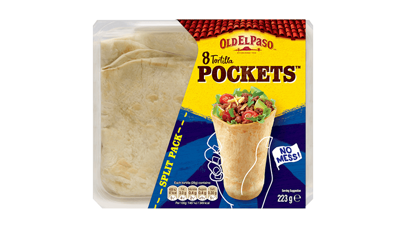 pack of Old El Paso's 8 tortilla pockets (223g)