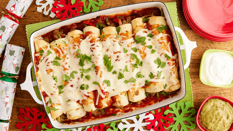 Smoky BBQ Pork Fajita Enchiladas