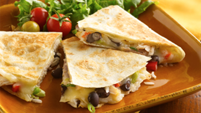 Cheesy Chicken and Bean Quesadillas