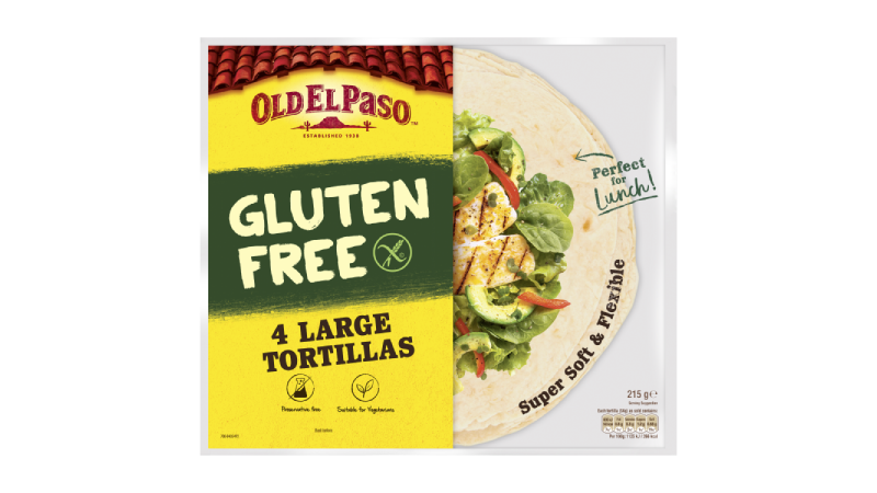 pack of Old El Paso's gluten free 4 large tortillas (215g)
