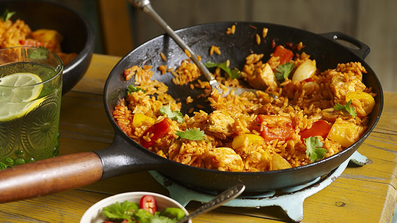 pan filled with Chilli & Garlic Rice Meal